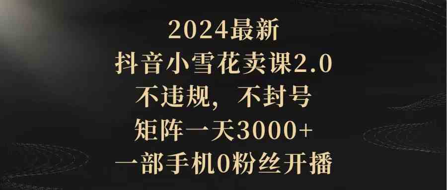2024全新抖音小雪花卖课2.0，不违规不封号，一部手机零粉丝开播，轻松一天3000+-安索博客网