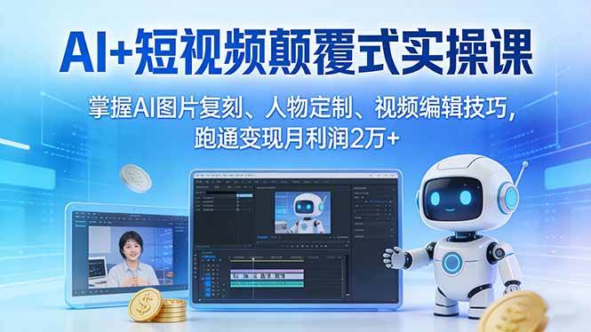 （17454期）AI+短视频颠覆式实操课：学会AI图片复刻、人物定制、视频编辑，轻松实现月入2万+-安索博客网