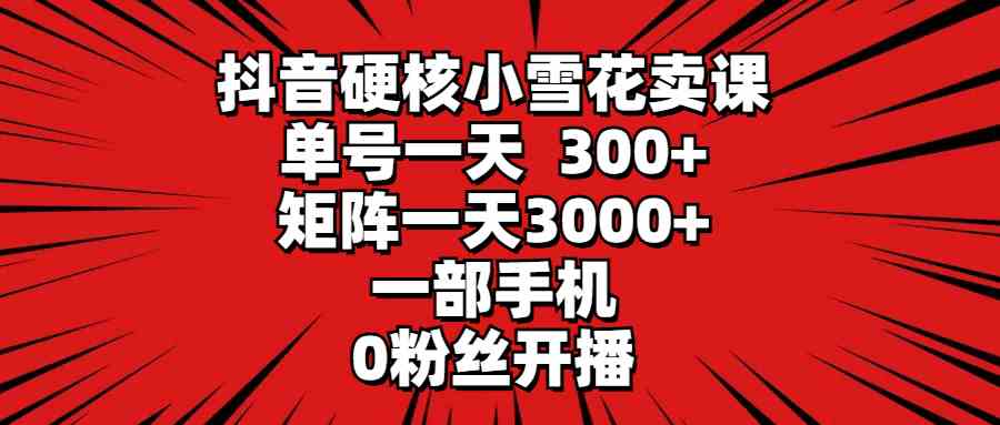 （9551期）抖音硬核小雪花卖课：一个号一天赚300，多号一起干一天3000+，就靠一部手机、0粉丝也能开播-安索博客网