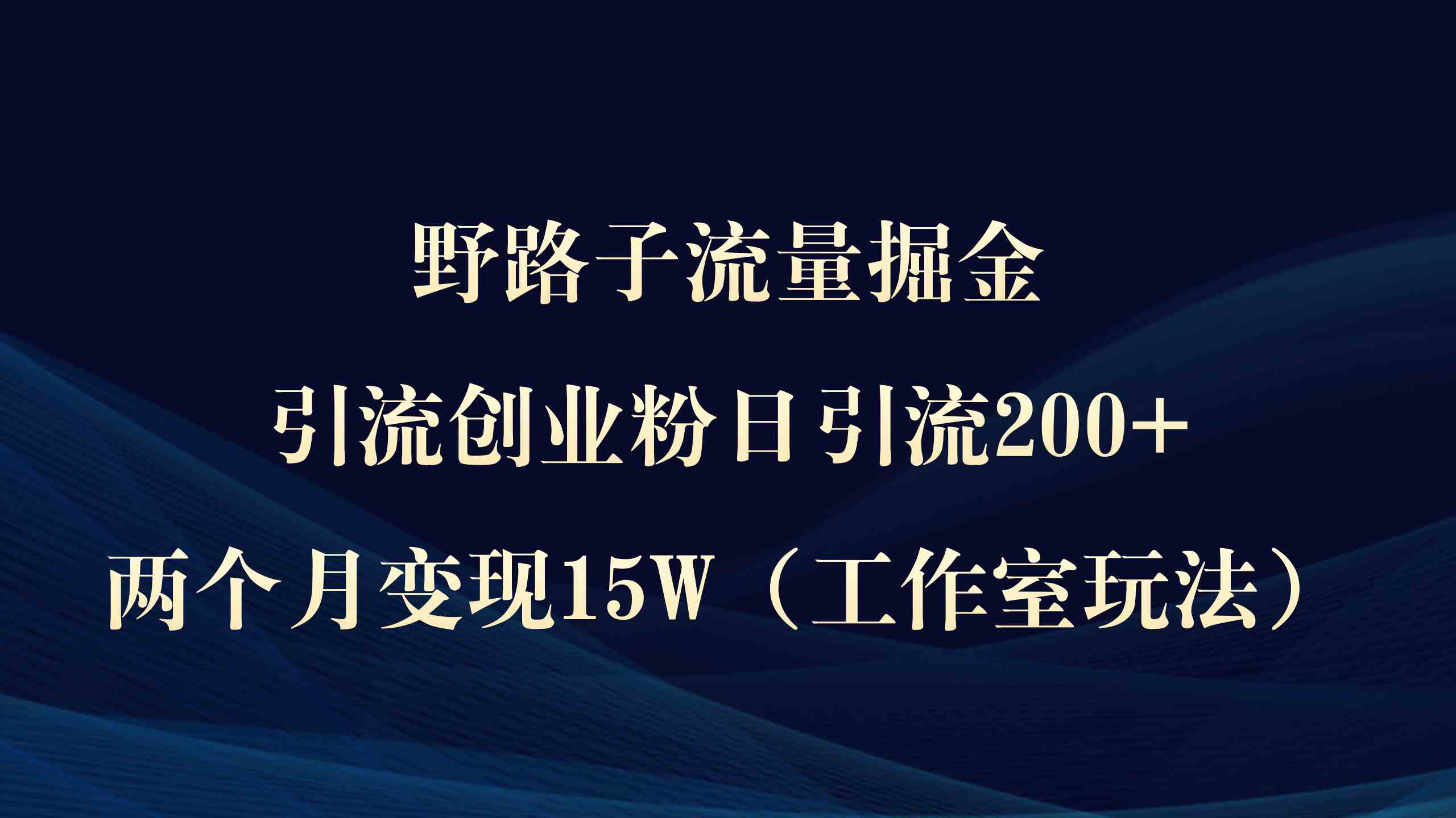 野路子引流创业粉，一天200+人，两个月赚15W（工作室玩法）-安索博客网