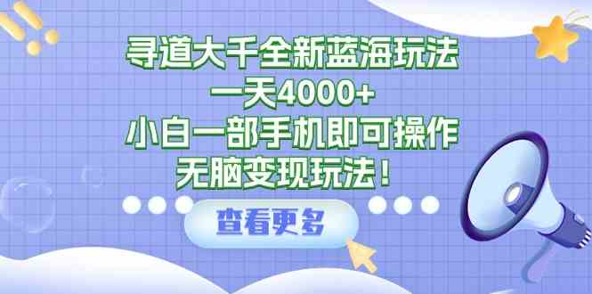 寻道大千新玩法，一天赚4000+，手机就能搞定，超简单变现！-安索博客网