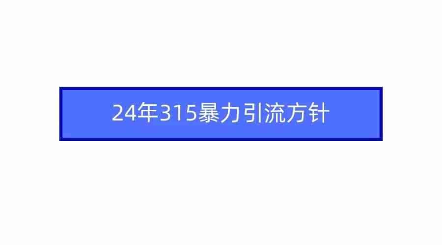 2024年315暴力引流秘诀，新手也能上手干-安索博客网