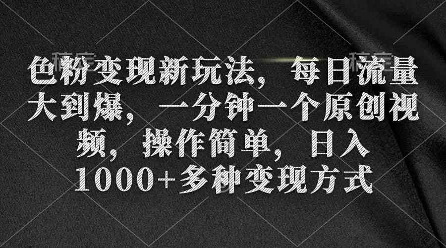 色粉变现新玩法，每天流量爆棚，一分钟搞定原创视频，简单操作，日入1000+-安索博客网