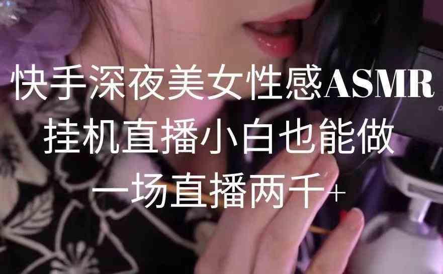 快手深夜美女性感ASMR挂机直播，小白也能轻松上手，一场直播就能赚两千多！-安索博客网