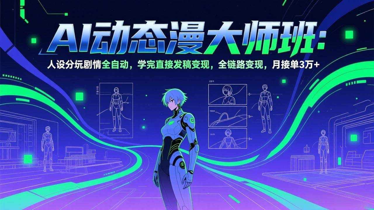 AI动态漫剧大师班：人设分镜剧情全自动，学完直接发稿变现，全链路搞定，月接单3万+-安索博客网
