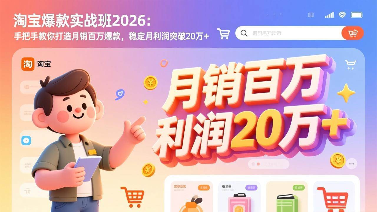 淘宝爆款实战班（2026年2月版）：手把手教你月销百万，稳定月赚20万+-安索博客网