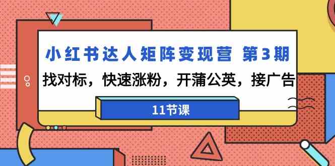 （9203期）小红书达人变现训练营第3期：找对标、快速涨粉、开通蒲公英、接广告，11节课全搞定-安索博客网