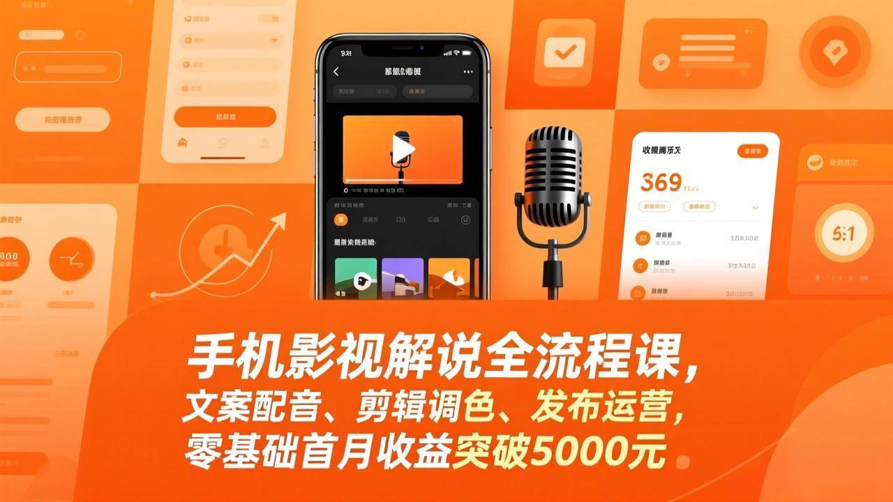 手机影视解说全流程课：零基础也能月入5000，剪映搞定一切！-安索博客网