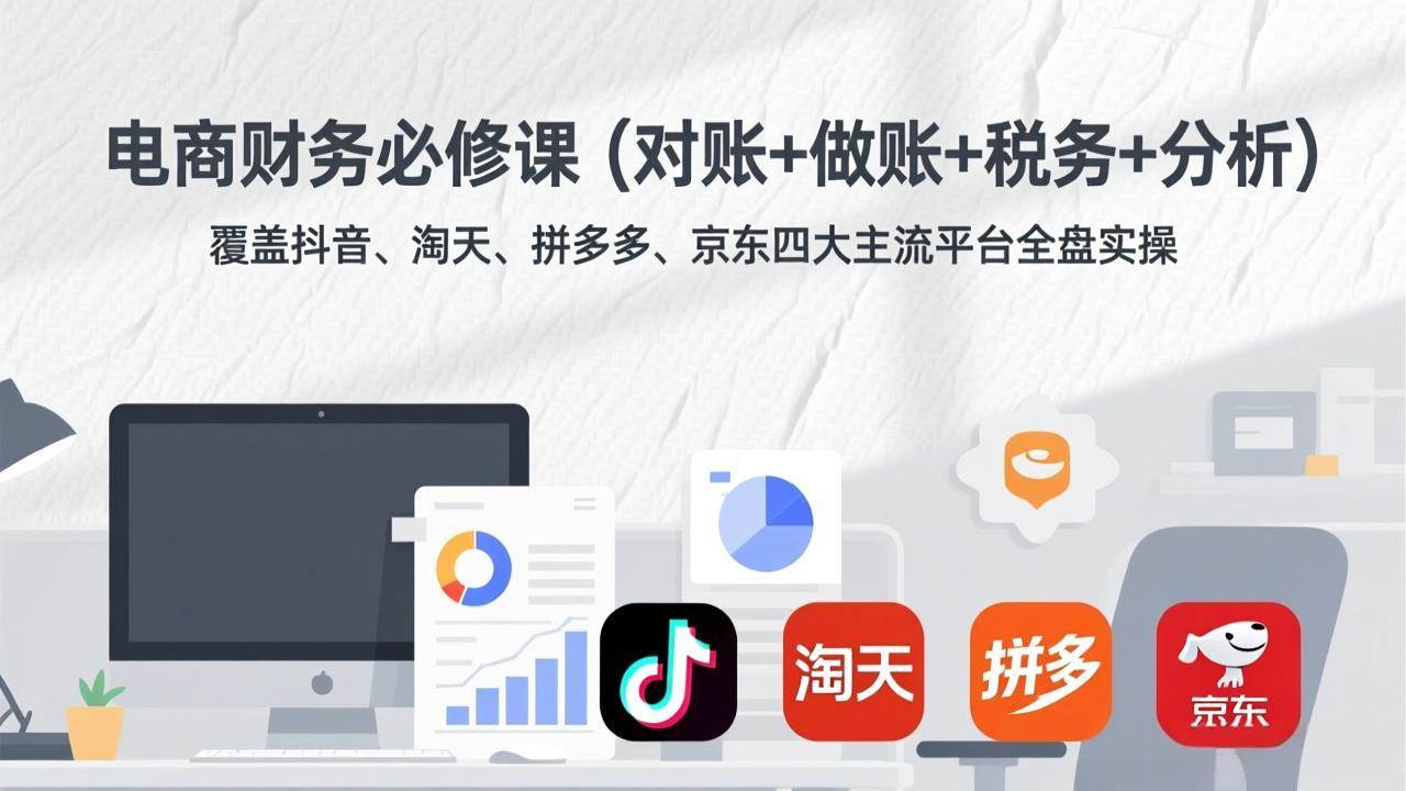 电商财务实操课：对账、做账、税务、分析，抖音、淘天、拼多多、京东四大平台全覆盖-安索博客网