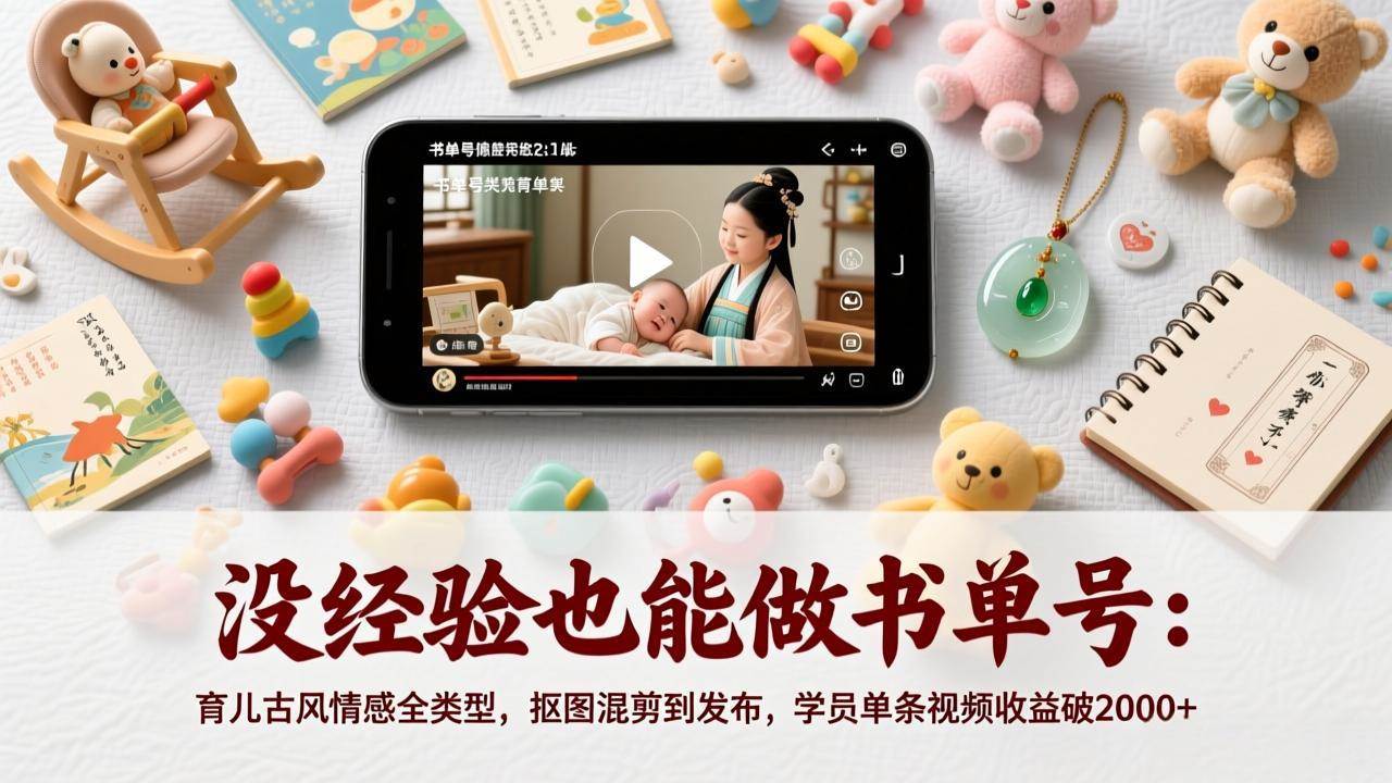 （17389期）没经验也能做书单号：育儿古风情感全类型，抠图混剪到发布，学员单条视频收益破2000+-安索博客网