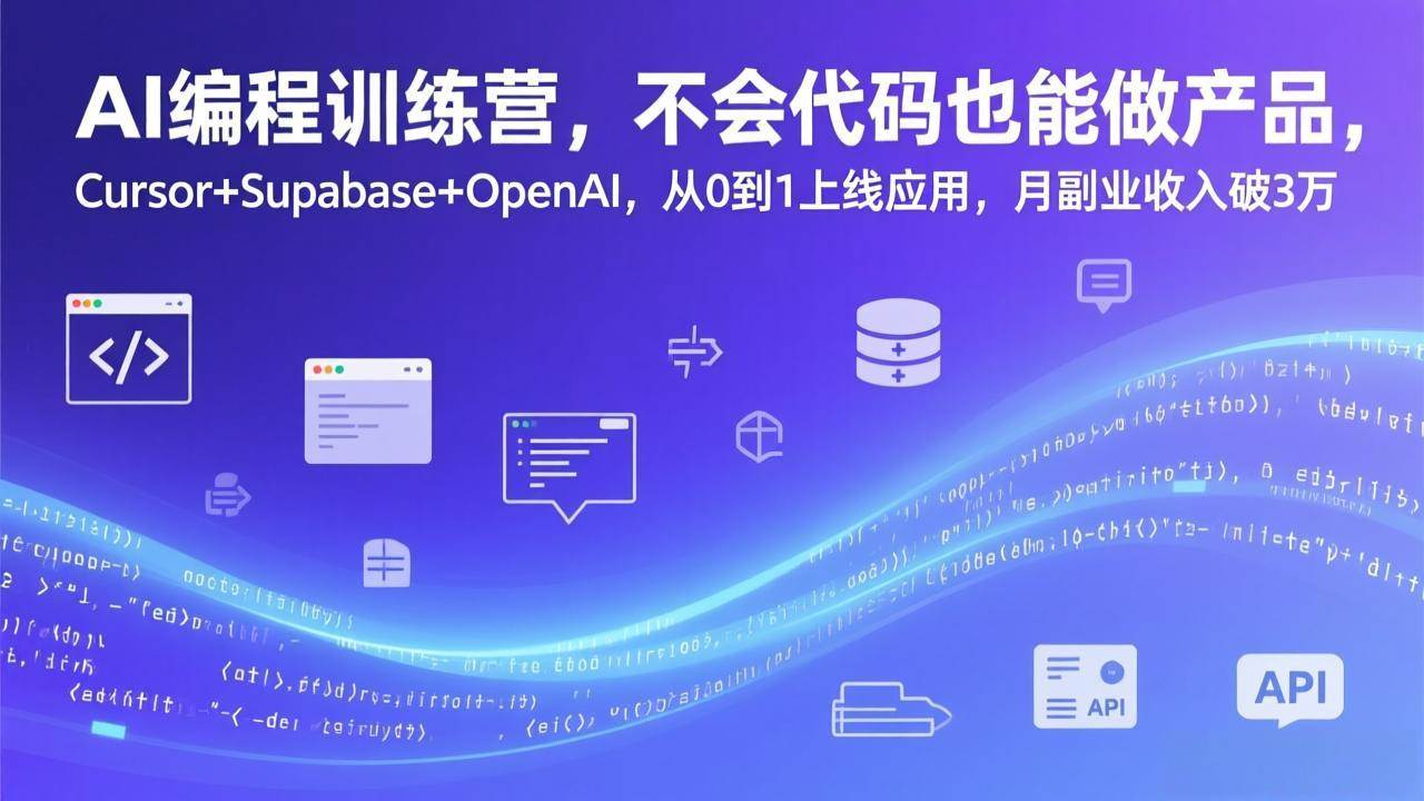 （17388期）AI编程训练营：不会写代码也能自己搞产品，Cursor+Supabase+OpenAI，从零上线应用，副业月入3万+-安索博客网