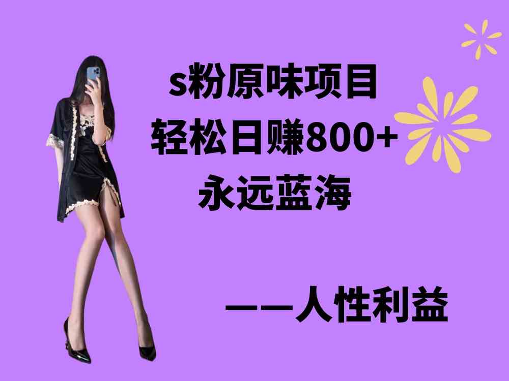 （9072期）s粉原味项目，轻松日赚800+，永远的蓝海项目，无脑操作也能直接出单-安索博客网