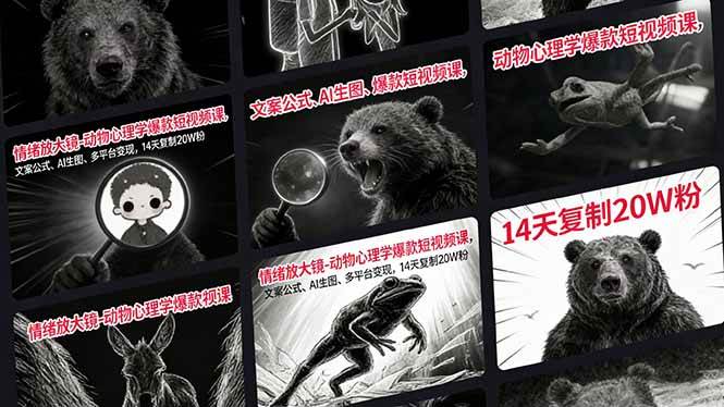 情绪放大镜-动物心理学爆款短视频课，文案公式、AI生图、多平台变现，14天复制20W粉-安索博客网