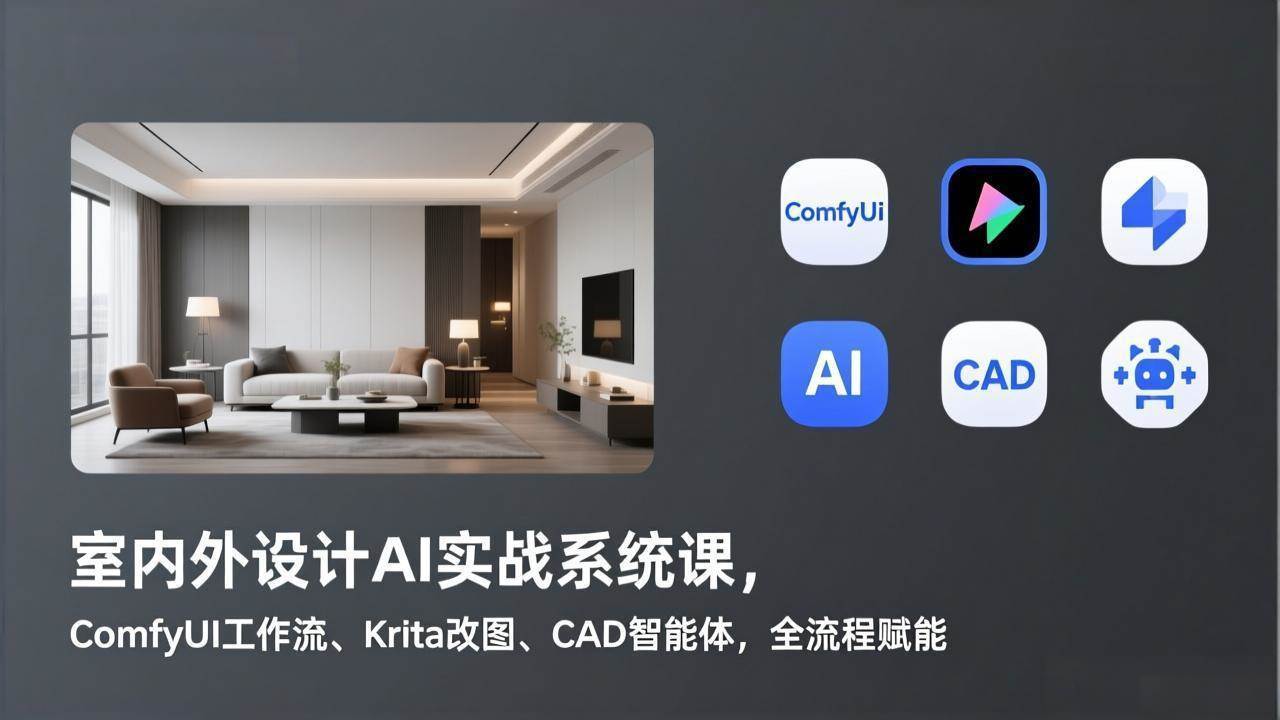 室内外设计AI实战系统课，ComfyUI工作流、Krita改图、CAD智能体，全流程带你飞-安索博客网