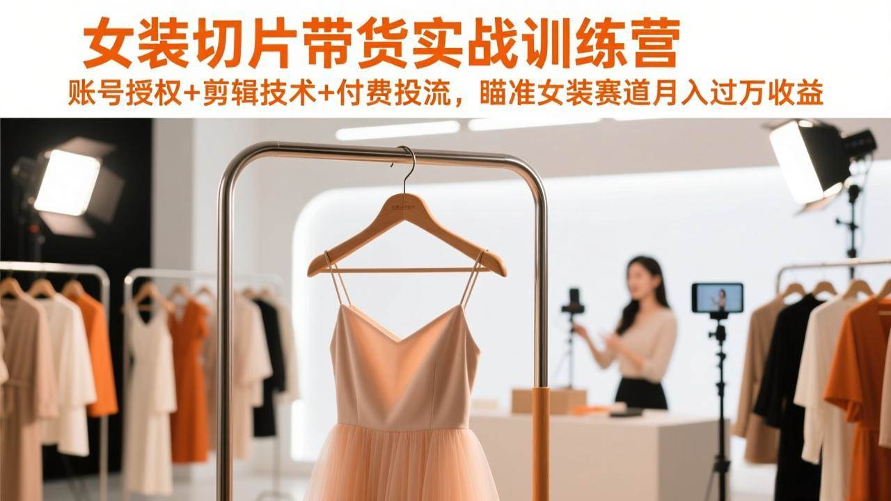 女装切片带货实战训练营：账号授权+剪辑技巧+付费投流，轻松切入女装赛道，月入过万不是梦-安索博客网