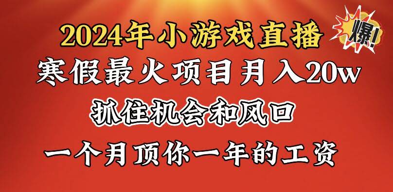 2024寒假爆火项目来啦！小游戏直播月入20万+，学完直接翻身-安索博客网