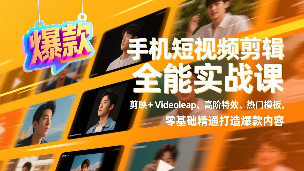 （17347期）手机短视频剪辑全能实战课，剪映+Videoleap、高阶特效、热门模板，零基础也能玩转爆款内容-安索博客网