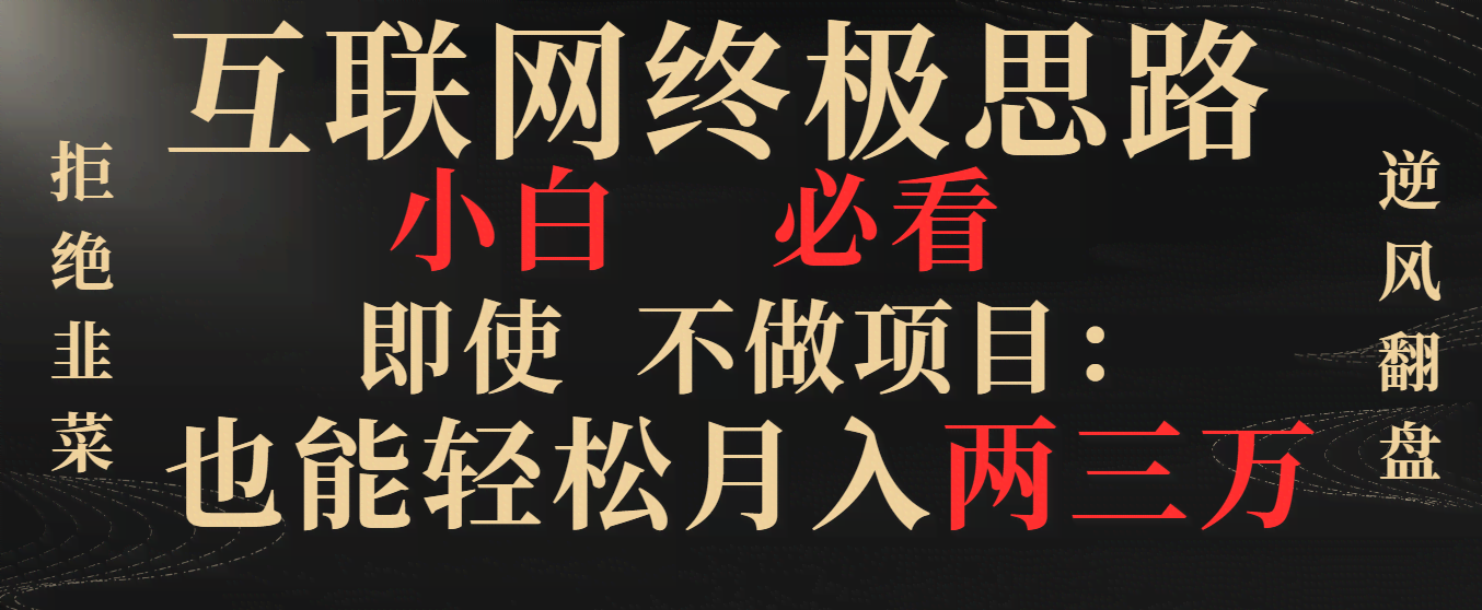 （8619期）互联网终极思路，小白必看！不搞项目也能轻松月入两三万，别再当韭菜了…-安索博客网