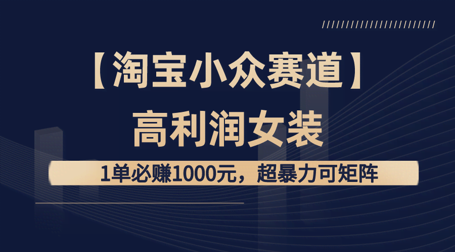 【淘宝冷门暴利女装】一单赚1000块，轻松复制赚大钱-安索博客网