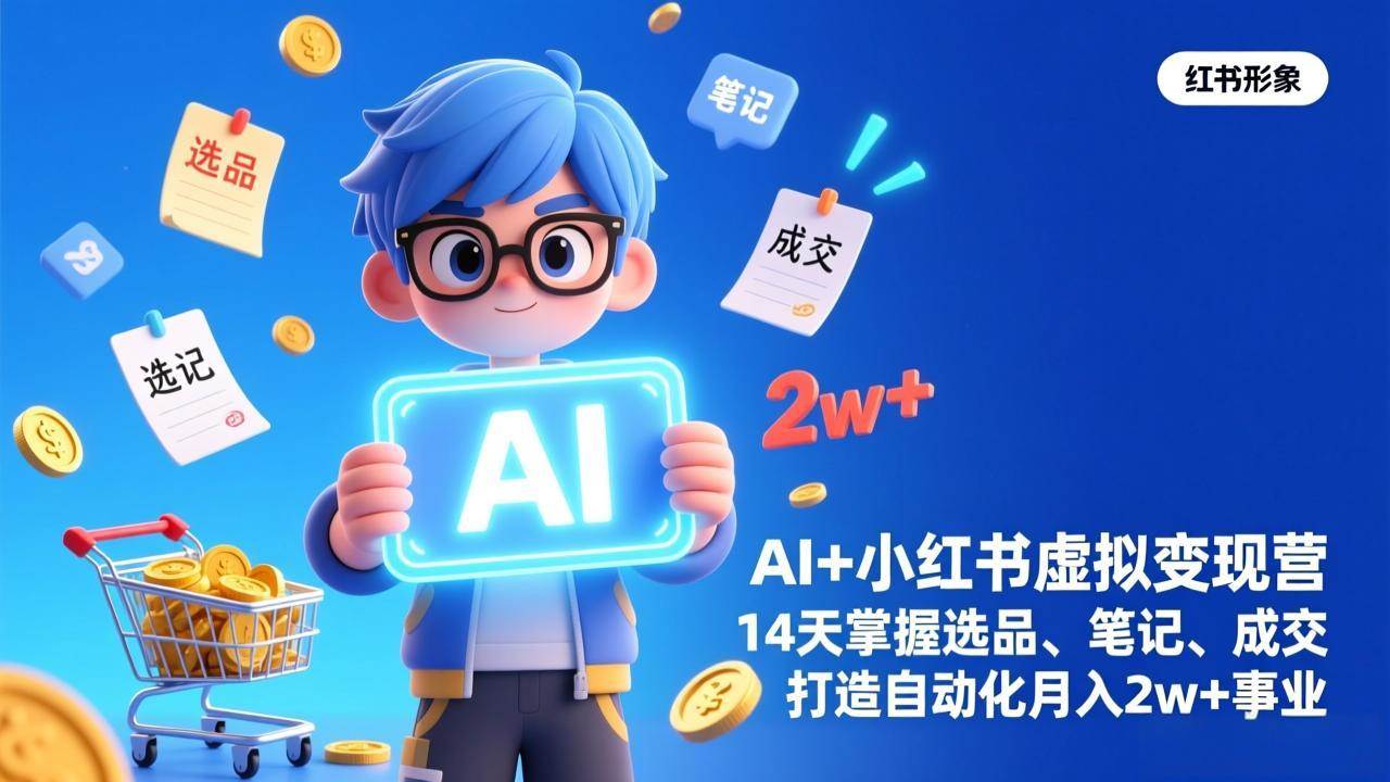 （17332期）AI+小红书虚拟变现营（完结），14天搞定选品、笔记、成交，轻松月入2w+-安索博客网