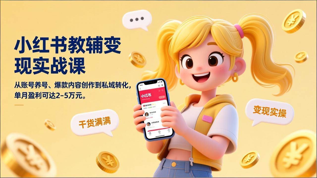 （17334期）小红书教辅搞钱实战课，从养号、写爆款到私域转化，一个月赚2-5万不是梦-安索博客网