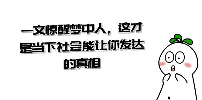 《老实说，这才是当下社会能让你翻身的真相》-安索博客网
