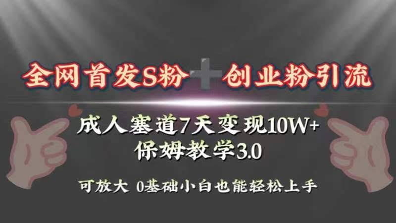 全网首推！s粉+创业粉引流变现，成人用品赛道7天赚10w+，保姆级教程3.0-安索博客网
