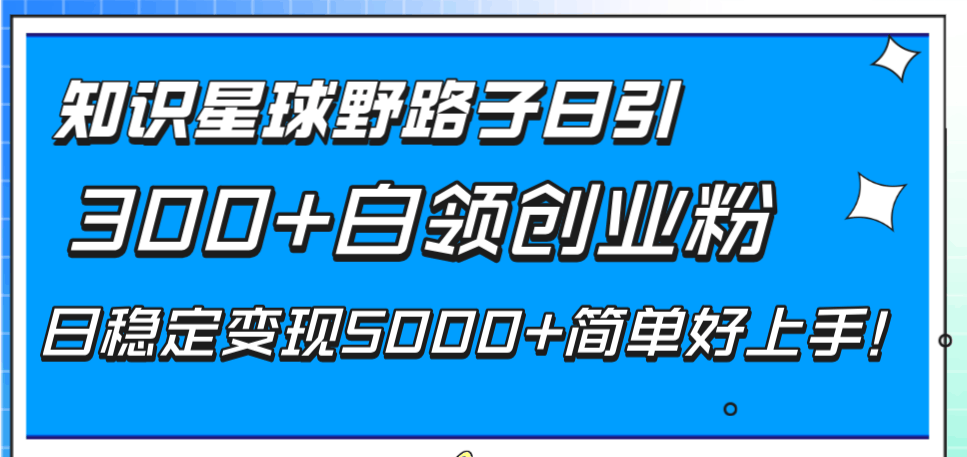 知识星球野路子，轻松引流白领创业粉，日赚5000+稳得很！-安索博客网