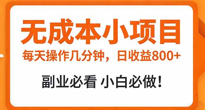 （17307期）零成本小副业 每天几分钟，日赚800+真金白银 小白也能轻松上手-安索博客网