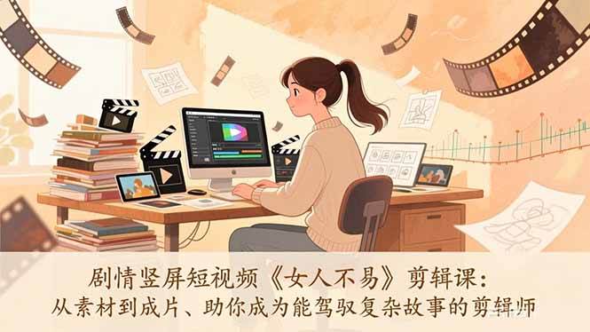 （17305期）《女人不易》剧情竖屏短视频剪辑课：从素材到成片，带你变成能搞定复杂故事的剪辑大神-安索博客网