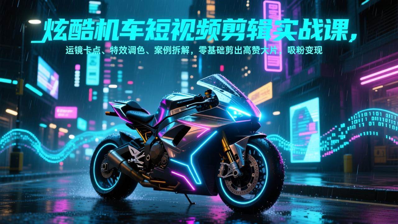 （17304期）炫酷机车短视频剪辑实战课，运镜卡点、特效调色、案例拆解，零基础剪出高赞大片，吸粉变现-安索博客网