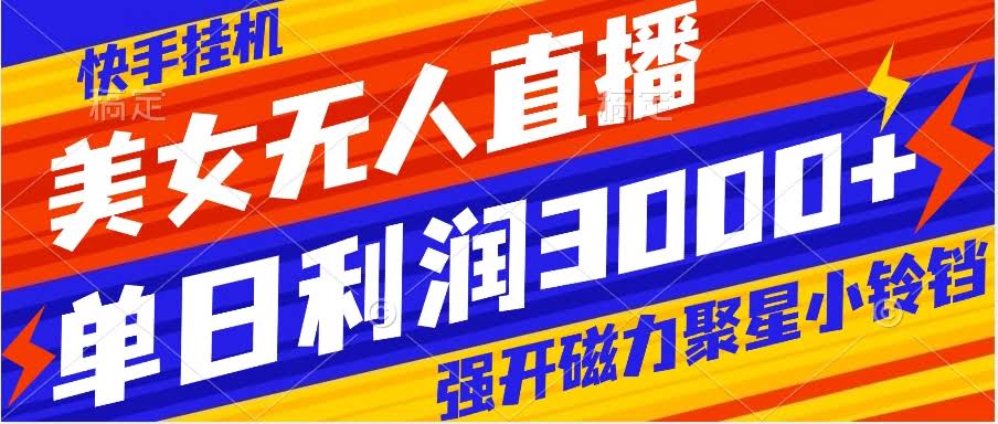 快手挂机赚钱新玩法：美女无人直播，轻松日赚3000+-安索博客网
