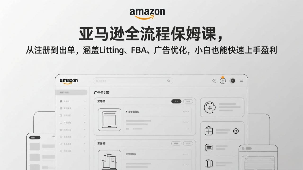 （17293期）亚马逊全套保姆级教程，从开店到出单，Listing、FBA、广告优化全搞定，小白也能快速赚钱-安索博客网