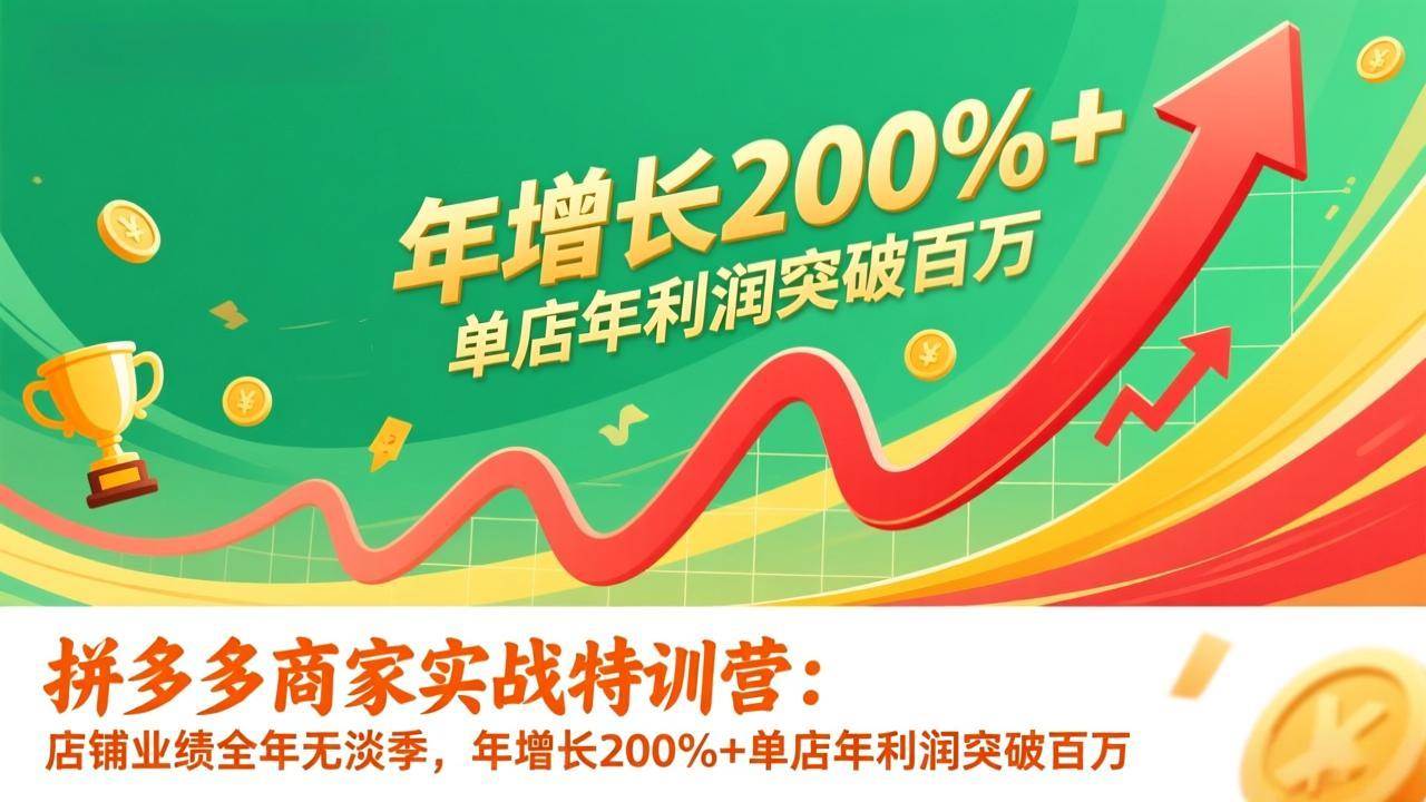 拼多多商家实战特训营：全年不愁没生意，单店利润破百万，年增长200%+（26年新版）-安索博客网