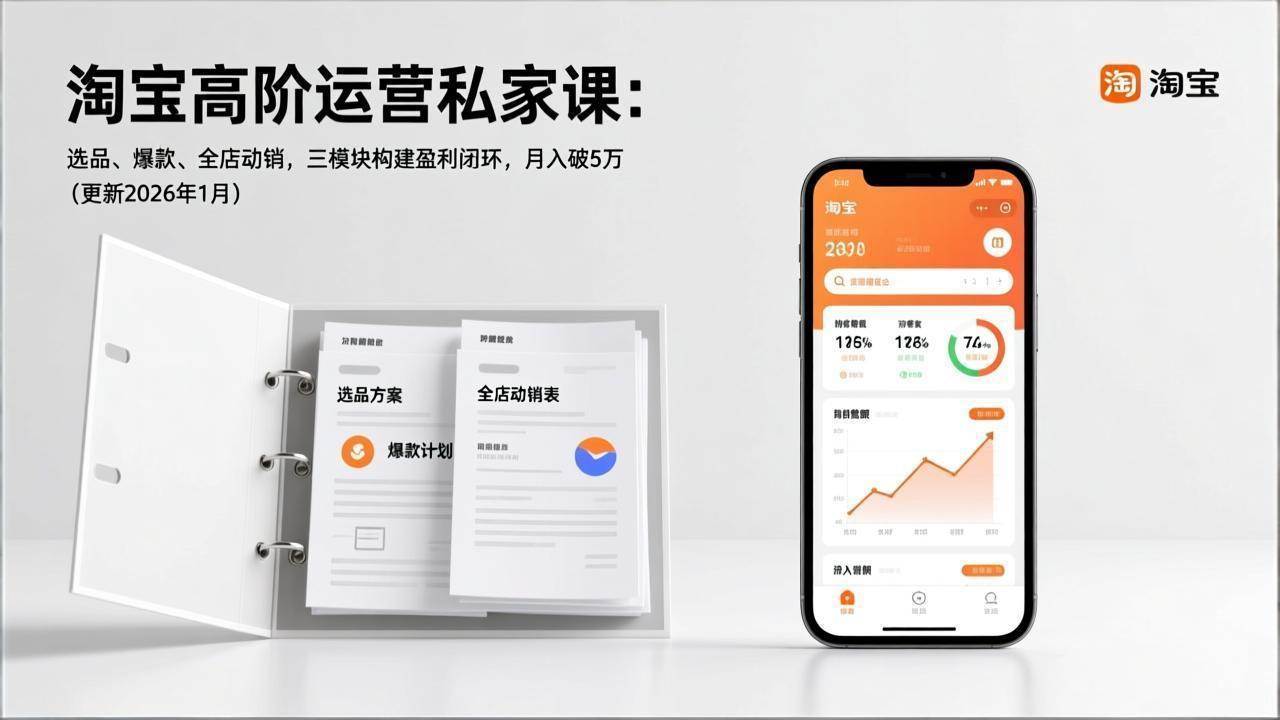淘宝高阶运营私家课：选品、爆款、全店动销，三个模块搞定盈利，月入5万+（更新到26年1月）-安索博客网