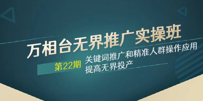 （7987期）万相台无界实操班【22期】手把手教你玩转关键词和精准人群，让投产飞起来！-安索博客网