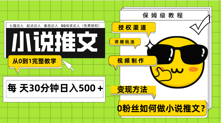 用AI做小说推文，每天20分钟就能赚500+？真的假的？授权渠道、引流变现，从0到1手把手教你（7节课）-安索博客网