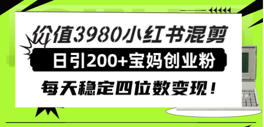 （7893期）小红书混剪引流，每天搞200+宝妈创业粉，月入四位数稳稳的！-安索博客网