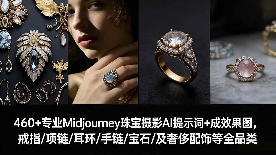 460+组专业珠宝AI提示词，戒指项链耳环手链全都有，还带效果图！-安索博客网