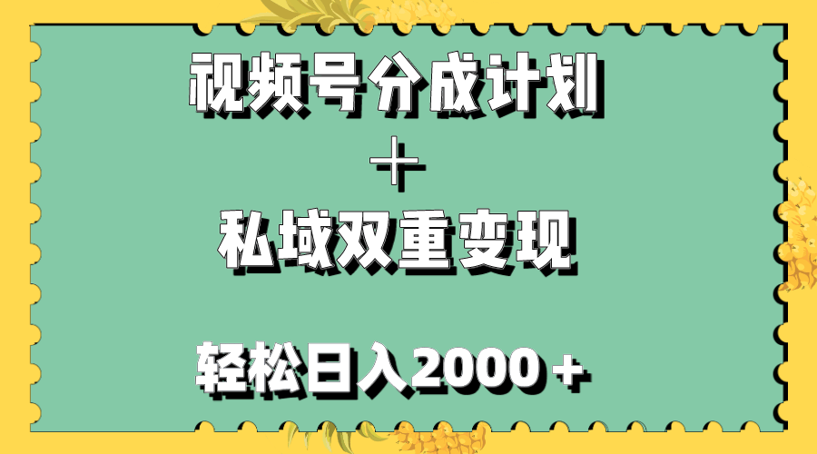 视频号赚钱新招：分成计划+私域变现，每天轻松赚1000+，小白也能玩-安索博客网