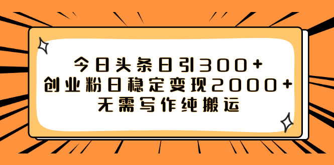 （7763期）用今日头条日引300+创业粉，每天稳定变现2000+，不用写文章，纯搬运就行-安索博客网