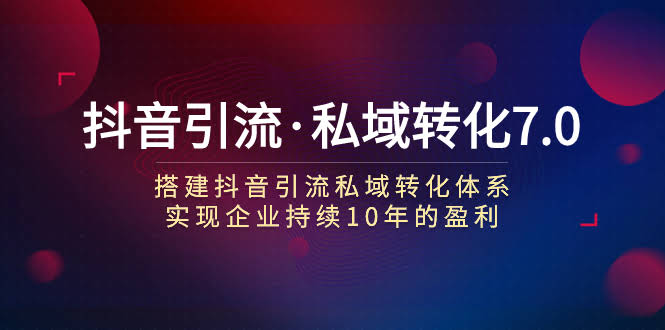 抖音引流·私域转化7.0：手把手教你搭建转化体系，让企业持续赚10年-安索博客网