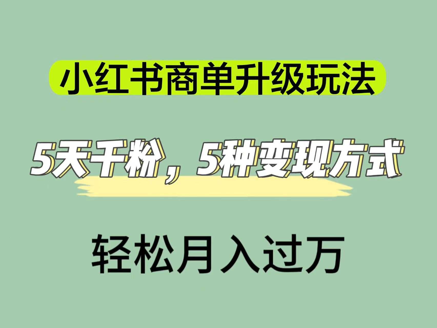 小红书商单新玩法：5天速破千粉，5种路子赚钱，月入过万轻轻松松-安索博客网