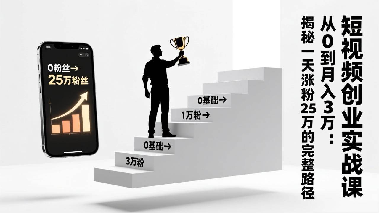 《短视频创业实战课：从0到月入3万，揭秘一天涨粉25万的完整路径》-安索博客网