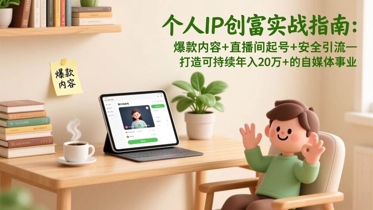 个人IP搞钱实操手册：爆款内容+直播间起号+安全引流，轻松做到年入20万+-安索博客网