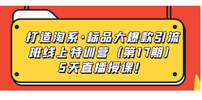 （7226期）打造淘系·标品大爆款引流班线上特训营（第17期）5天直播授课！-安索博客网