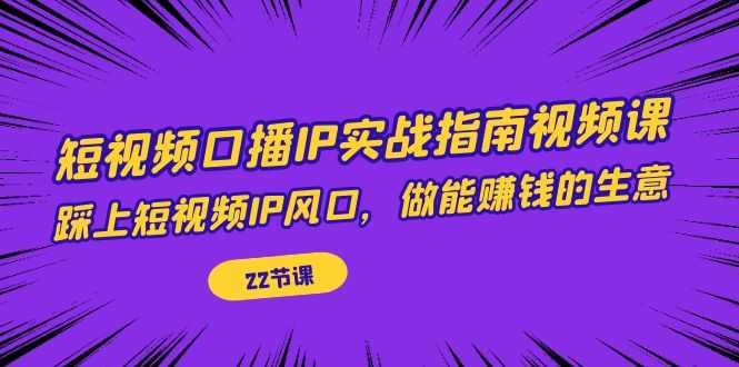 （7202期）短视频口播IP实战指南视频课，踩上短视频IP风口，做能赚钱的生意（22节课）-安索博客网