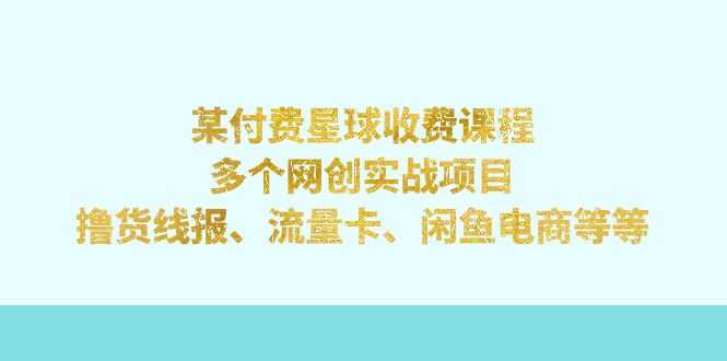 （7199期）某付费星球课程：多个网创实战项目，撸货线报、流量卡、闲鱼电商等等-安索博客网