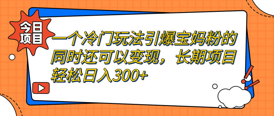 （7147期）一个冷门玩法引爆宝妈粉的同时还可以变现，长期项目轻松日入300+-安索博客网