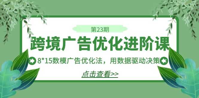 （7131期）跨境广告·优化进阶课·第23期，8*15数模广告优化法，用数据驱动决策-安索博客网